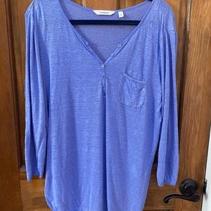 Athleta linen button Henley top size small
